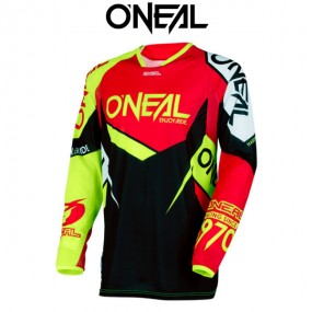 MAILLOT O'NEAL MANCHES LONGUES HARDWEAR FLOW TRUE ROUGE / JAUNE FLUO